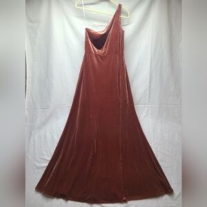 Jenny Yoo One Shoulder Velvet Gown Rust Formal Maxi Dress Women’s Size 8‎